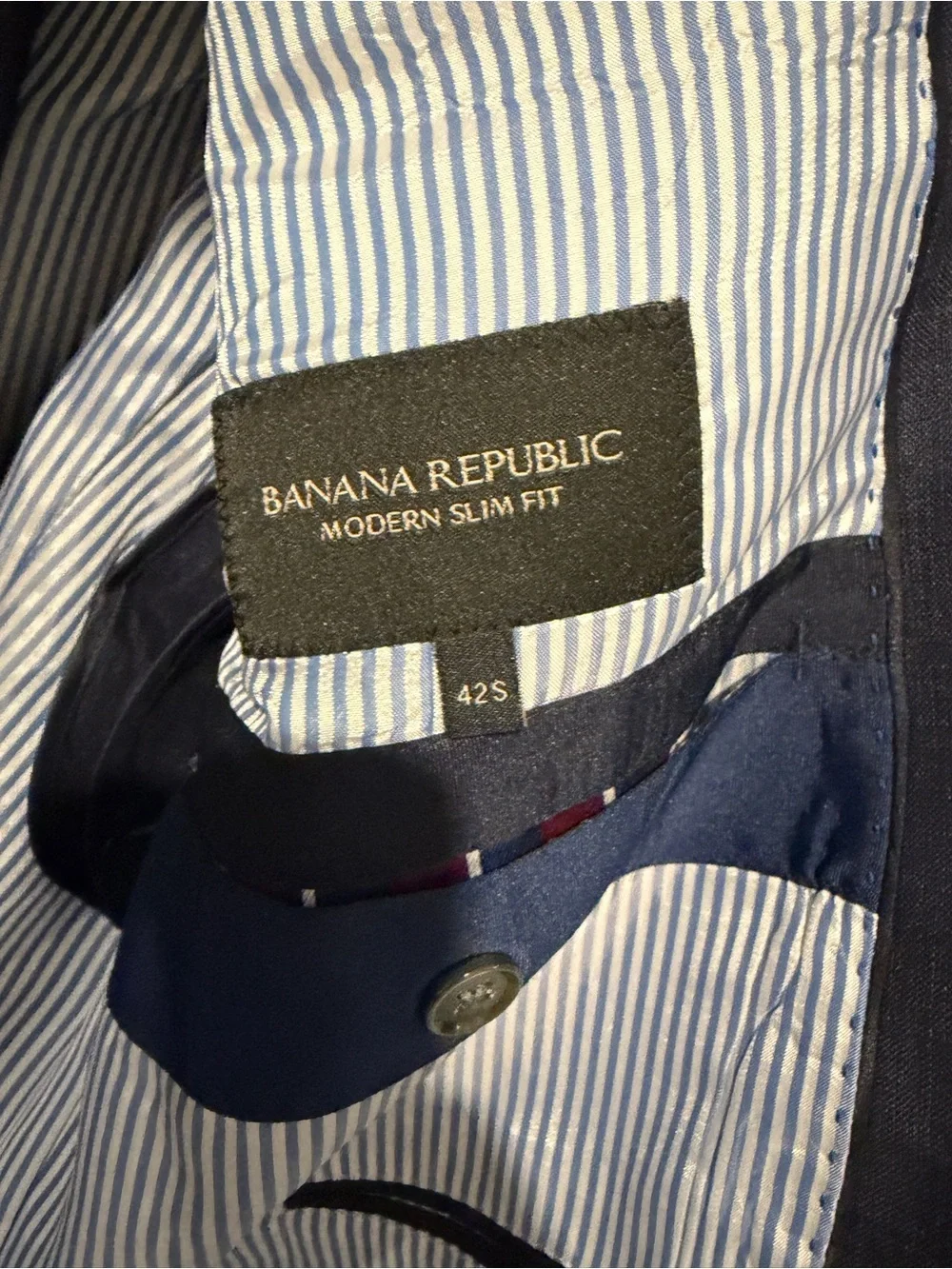 Banana Republic Navy Linen 3 Pocket Suit
